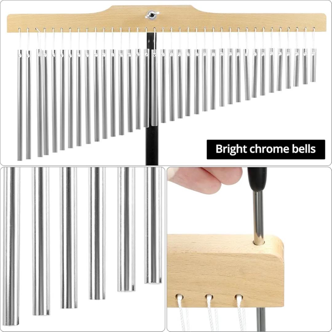 36-Bar Chimes Percussion 36 Notes Musical Instruments Single-Row Wind Chimes with 2.5-4FT Adjustable Stand Musical Percussion for Orchestras Choirs Classrooms Church Bands