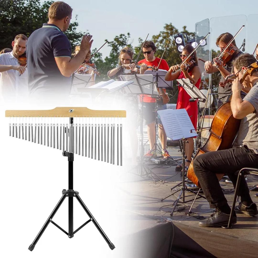 36-Bar Chimes Percussion 36 Notes Musical Instruments Single-Row Wind Chimes with 2.5-4FT Adjustable Stand Musical Percussion for Orchestras Choirs Classrooms Church Bands