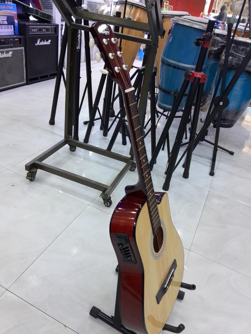 Classic 38" Semi-acoustic guitar with shoulder strap plus Guitar picks