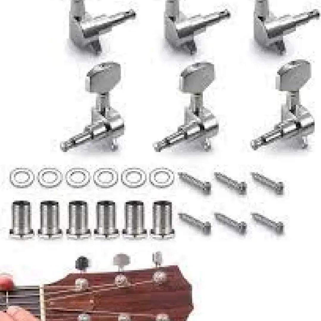 6 Pieces Guitar Machine Heads Knobs Guitar String Tuning Pegs Machine Head Tuners for Electric or Acoustic Guitar (3 Left + 3 Right)