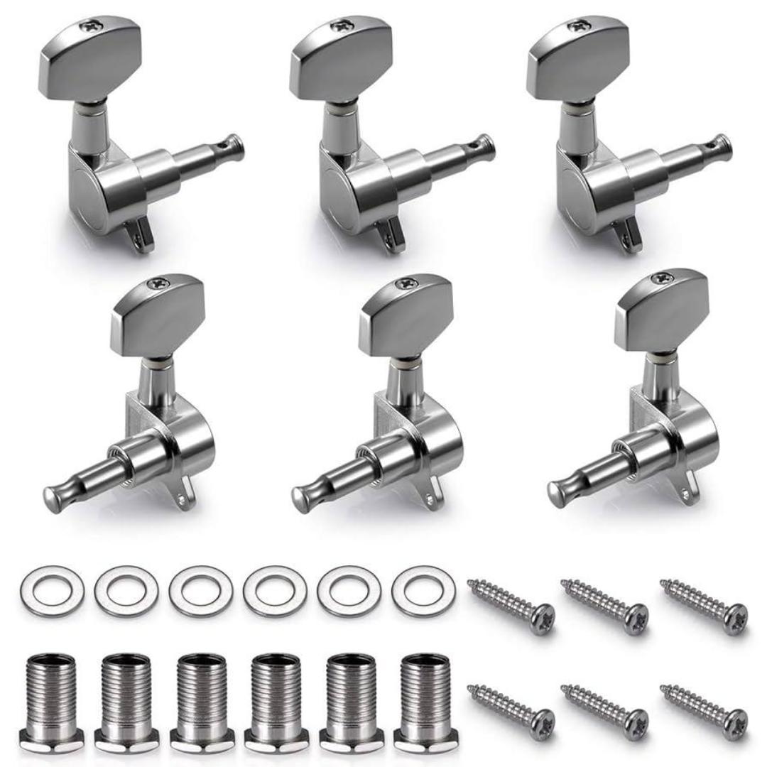 6 Pieces Guitar Machine Heads Knobs Guitar String Tuning Pegs Machine Head Tuners for Electric or Acoustic Guitar (3 Left + 3 Right)
