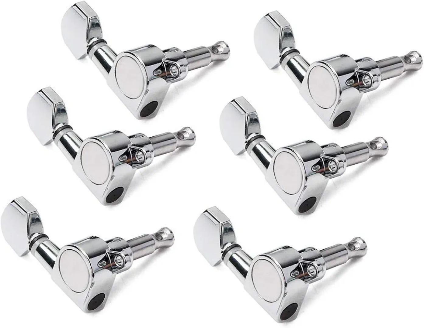 6 Pieces Guitar Machine Heads Knobs Guitar String Tuning Pegs Machine Head Tuners for Electric or Acoustic Guitar (3 Left + 3 Right)
