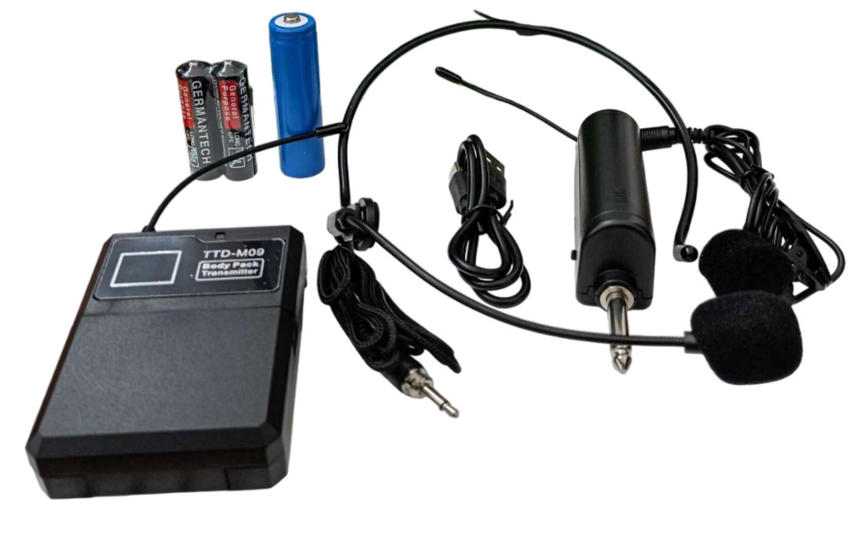 ttd-m09 Wireless Head and Lapel/Collar Microphone Rechargeable