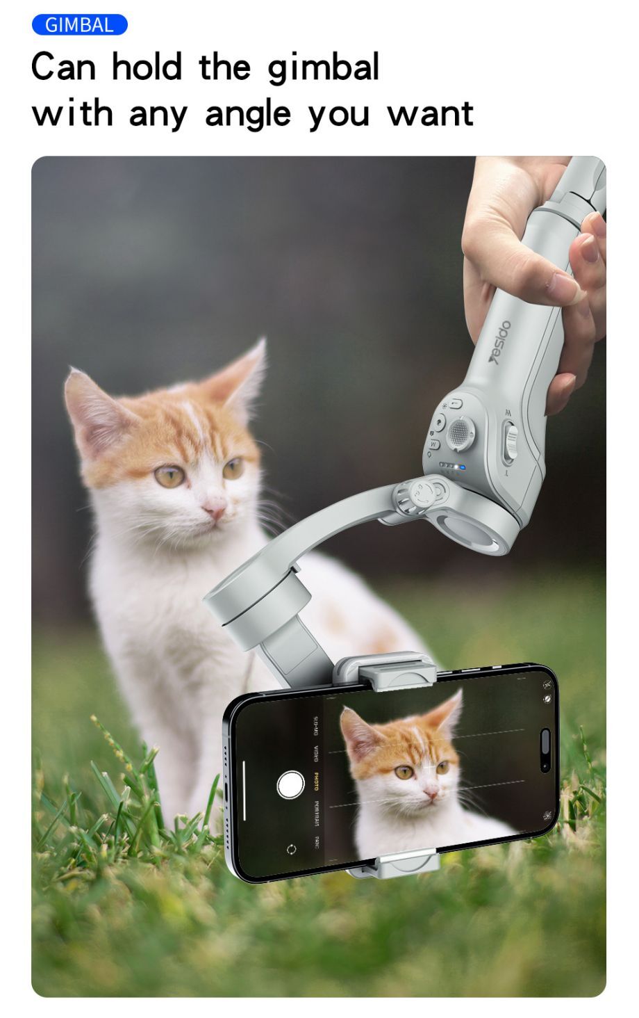 imbal Stabilizer for Smartphones, 3-Axis Phone Gimbal, Intelligent Gimbals with Face/Object Tracking, Portable and Foldable, Vlogging Stabilizer for Android and iPhone , YouTube TikTok