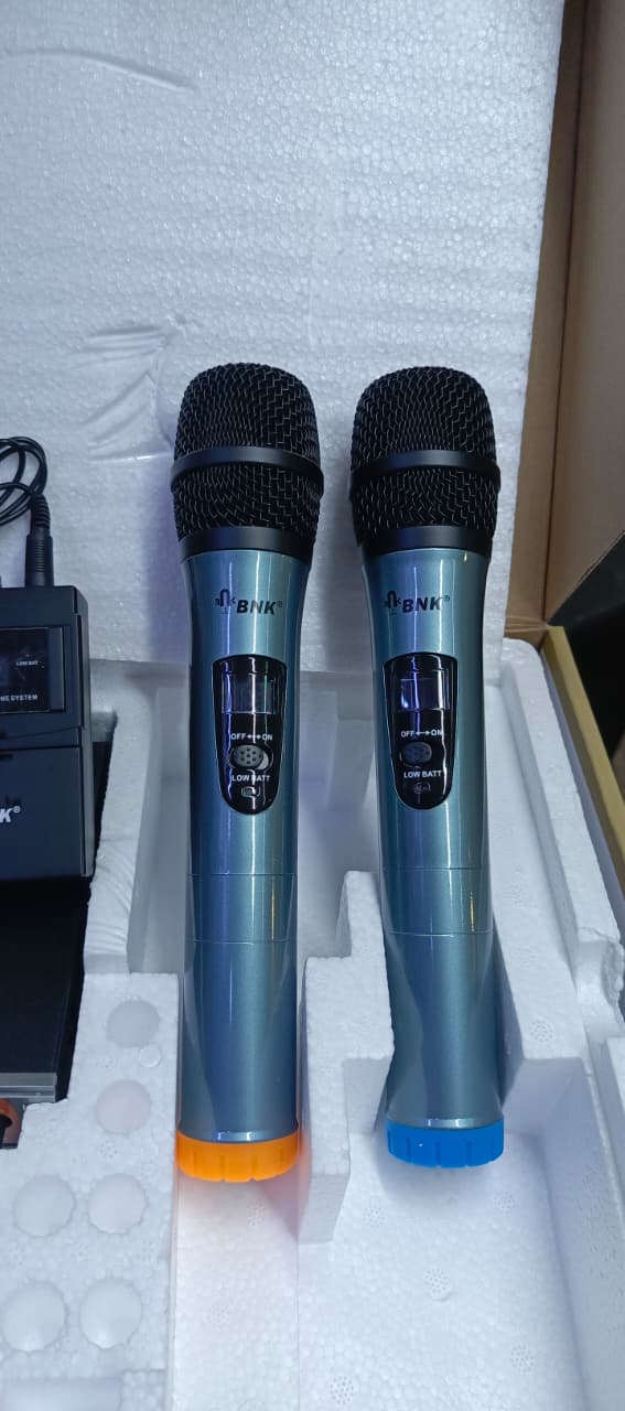 Bnk BK9/4 in 1 Professional Wireless Microphone with 2 hand held, lapel and head wireless microphone