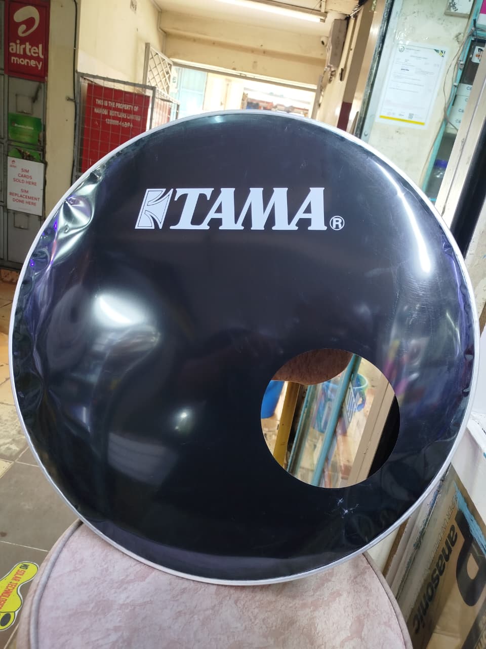 Tama Resonant Bass Drum Head 22 Inch with Microphone hole, Perfect for Recording & Live Performance