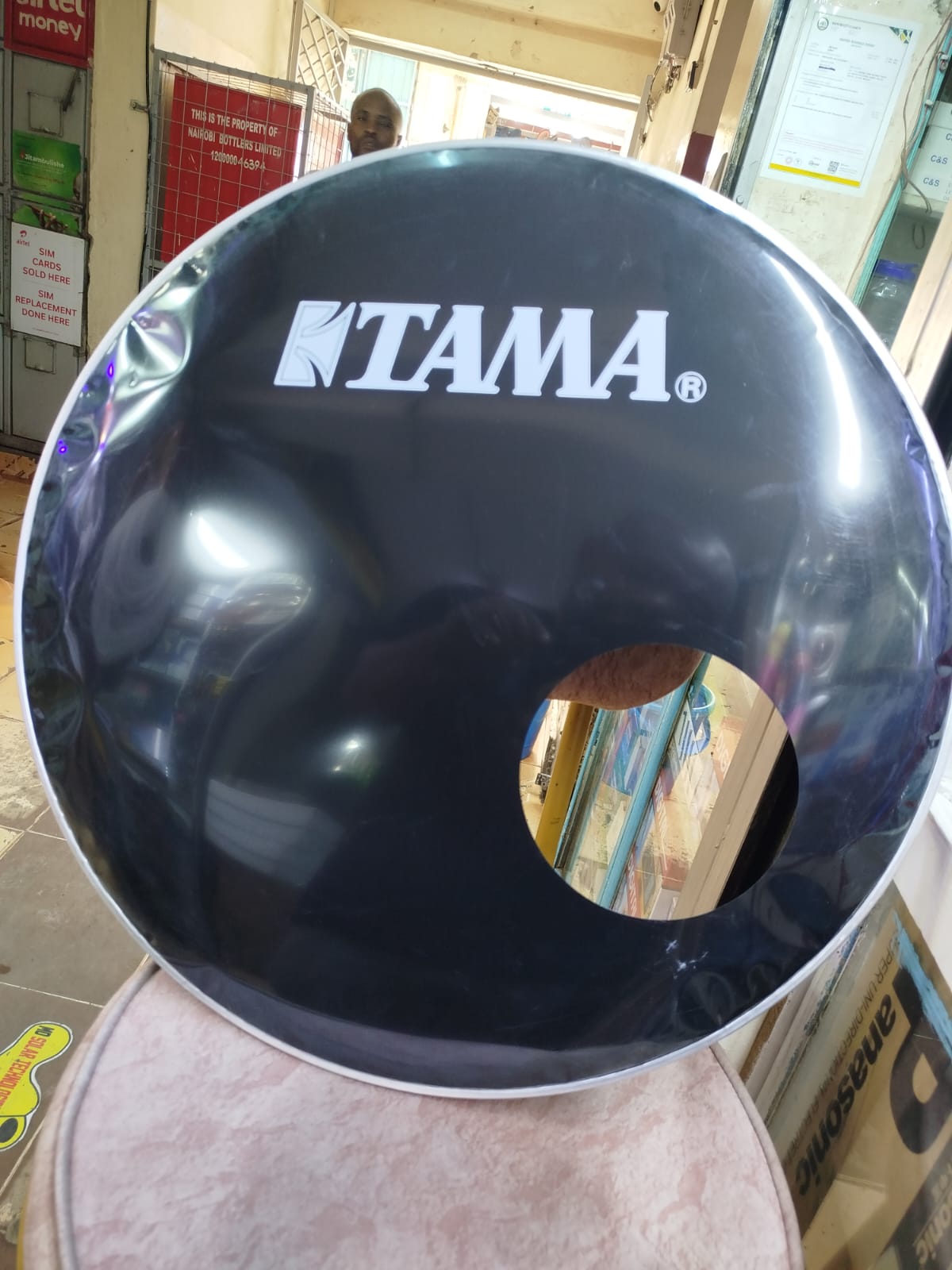 Tama Resonant Bass Drum Head 22 Inch with Microphone hole, Perfect for Recording & Live Performance
