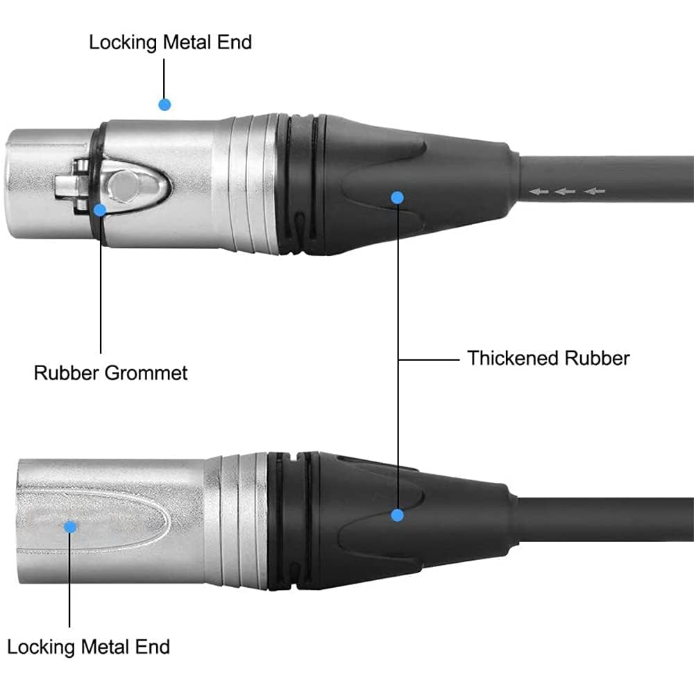 3 Pin Microphone Cable - XLR Male to Female Mic Cable - 100% Pure Oxygen-Free Copper Wire - Premium Professional Grade (5 Meter)