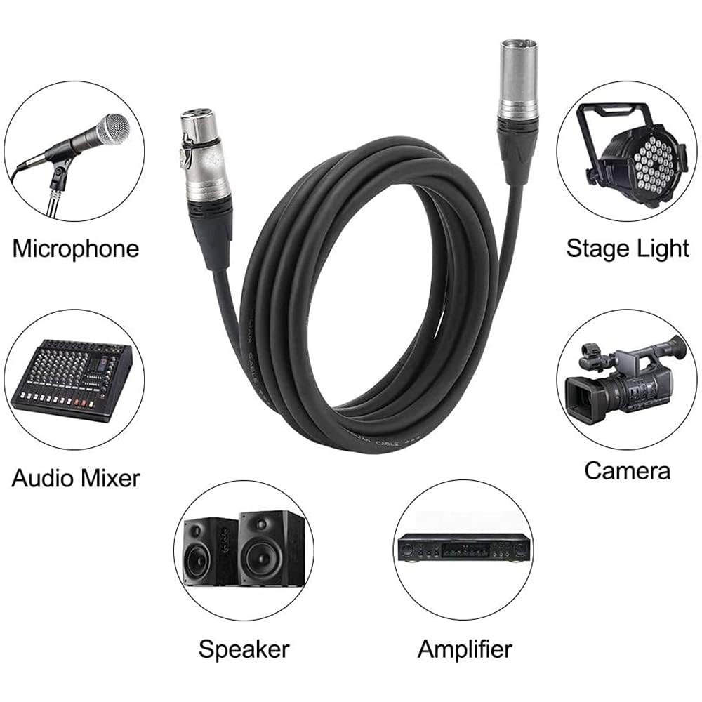 3 Pin Microphone Cable - XLR Male to Female Mic Cable - 100% Pure Oxygen-Free Copper Wire - Premium Professional Grade (5 Meter)
