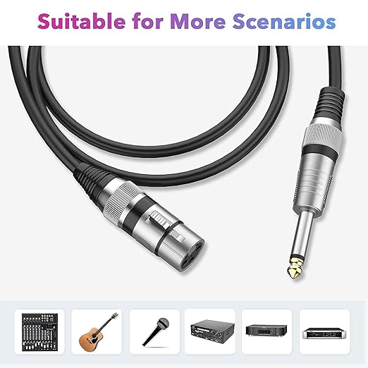 6.35mm Jack to XLR Cable 3-Pin Microphone Cable 8 Meter (26.2 Feet) Male to Female Audio Cord Handheld Design Compatible with Mic, Guitar,Microphone Black, 1 Pc Pack