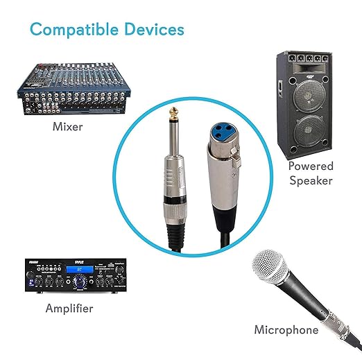 6.35mm Jack to XLR Cable 3-Pin Microphone Cable 8 Meter (26.2 Feet) Male to Female Audio Cord Handheld Design Compatible with Mic, Guitar,Microphone Black, 1 Pc Pack