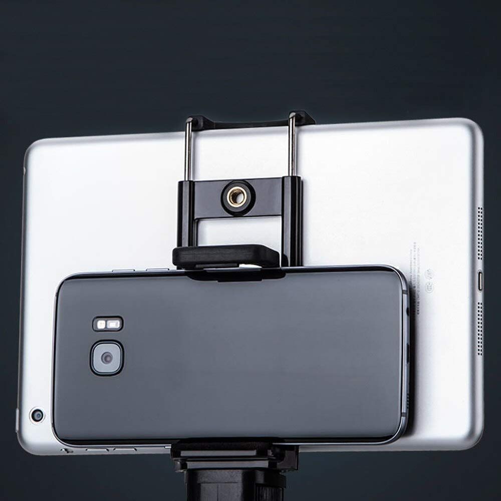 Universal 1/4'' Thread Tripod Mount Holder Mobile Phone Selfie Double Clip Bracket Holder Tripod Monopod Stand Mount Adapter for Ipad Pad Phone Multifunction