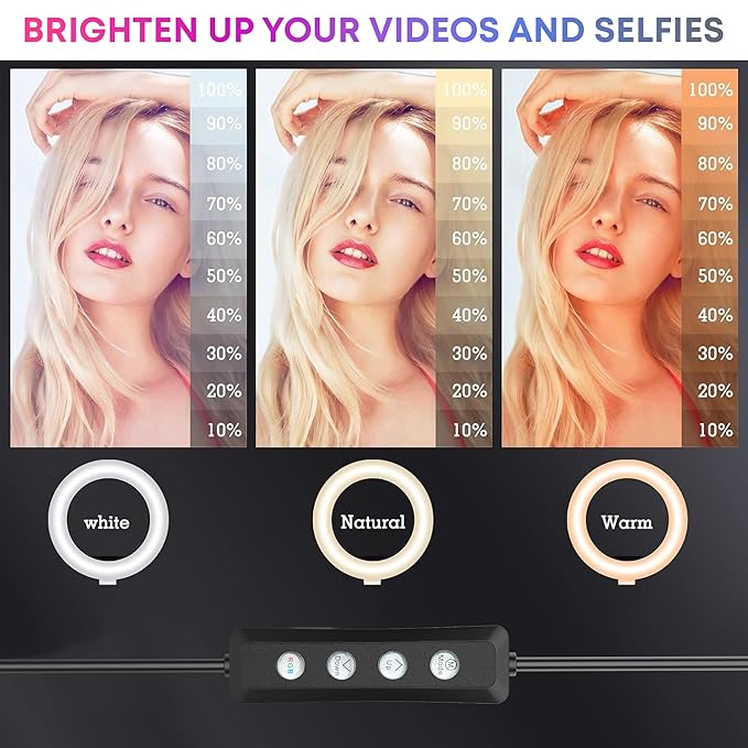 14 Inch RGB Ring Light with 2.1M Tripod Stand & Mobile Holder, Dual wireless Type C wireless microphone and bluetooth shutter