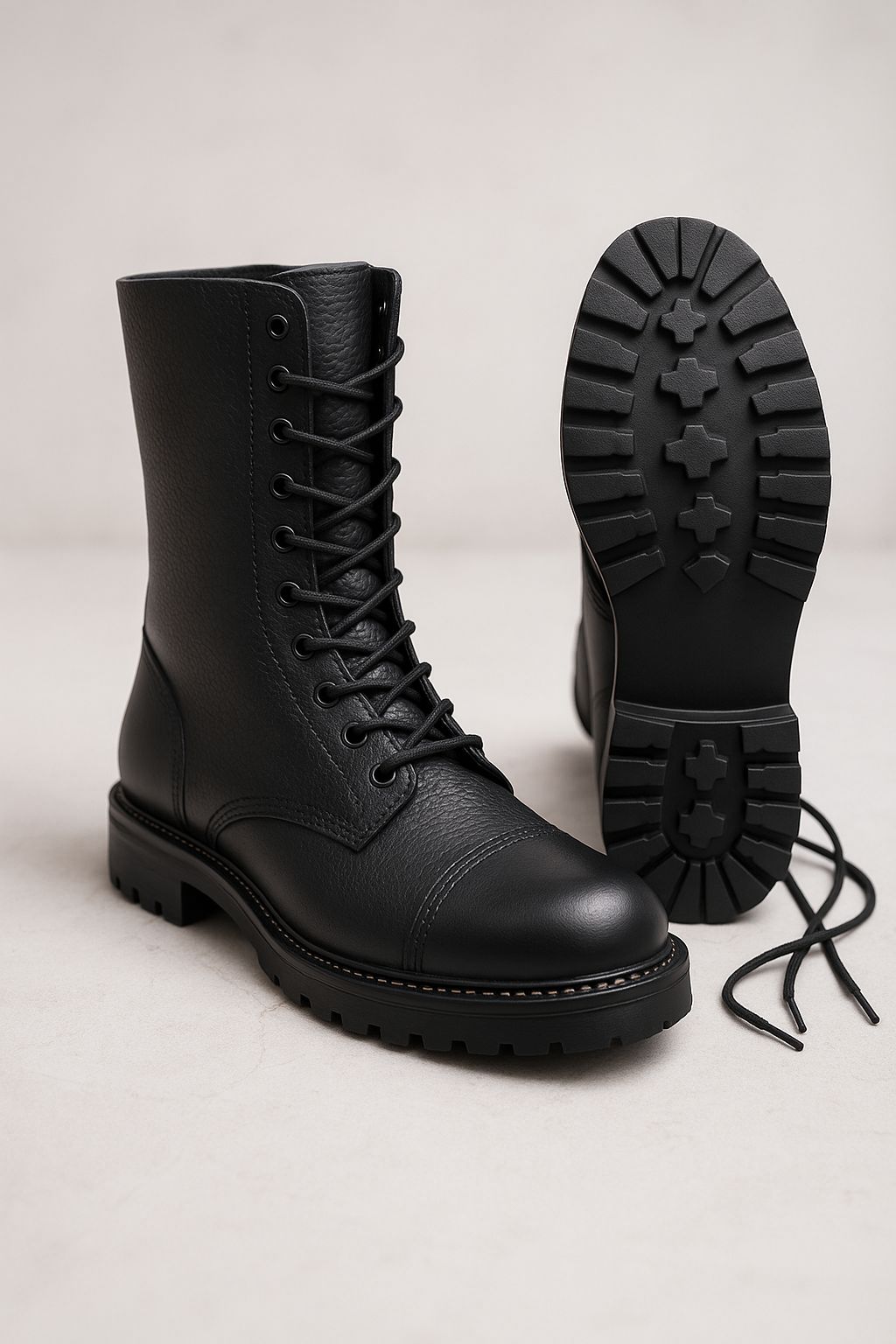 Comfy Military desert /Tactical genuine leather Boots askari boot black as pictured