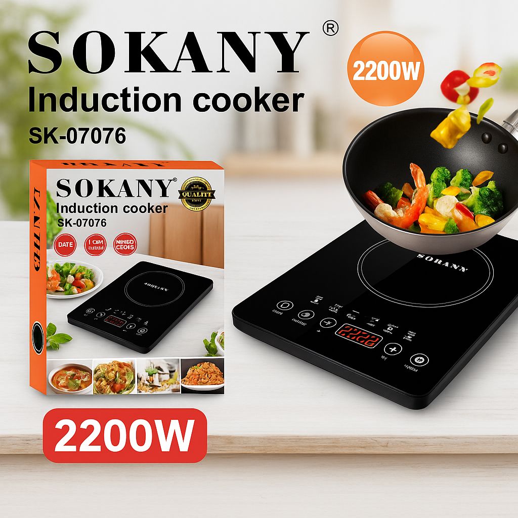 🤗 Sokany 2200W Induction Cooker – SK-07076  
Fast heating, energy-efficient, touch control, and perfect for modern kitchens.🎁🎁
