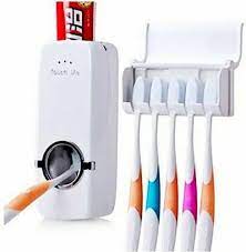 Automatic Toothpaste Dispenser Wall Mount Bathroom Accessories Toothpaste Squeezer Toothbrush Holder Toothpaste Storage