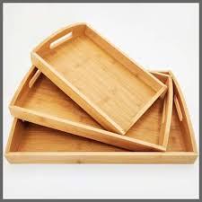 🌿 3-in-1 Bamboo Serving Trays Set – Large, Medium & Small with Wooden Handles | Durable, Eco-Friendly, Multipurpose Food & Drink Serving Tray Set 🍵