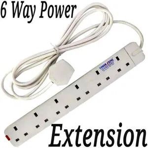 Heavy Duty 6-way Power/Socket Extension Cable Charging Outlet extension cable
