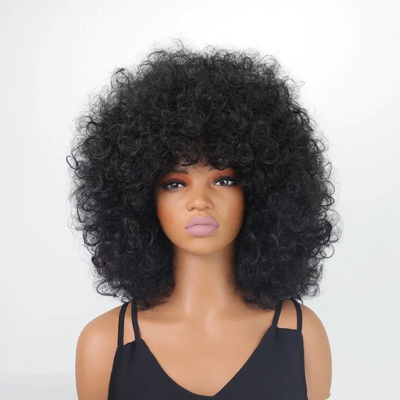 Cross-border wig European and American women's explosive head African small curly short curly hair chemical fiber head hood Afro Curly Wig