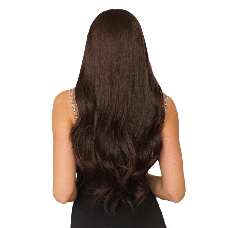 European and American foreign trade wig grandma gray bangs big wavy wig women long curly hair chemical fiber full head hood curly hair