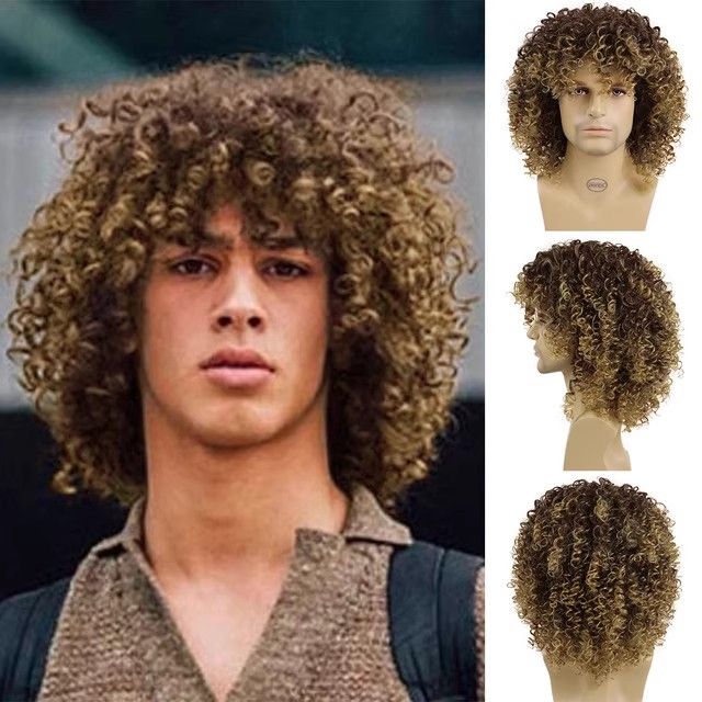 Men's wig small curly hip hop style hip hop chicken coop short curly black chemical fiber head hood fluffy explosive head