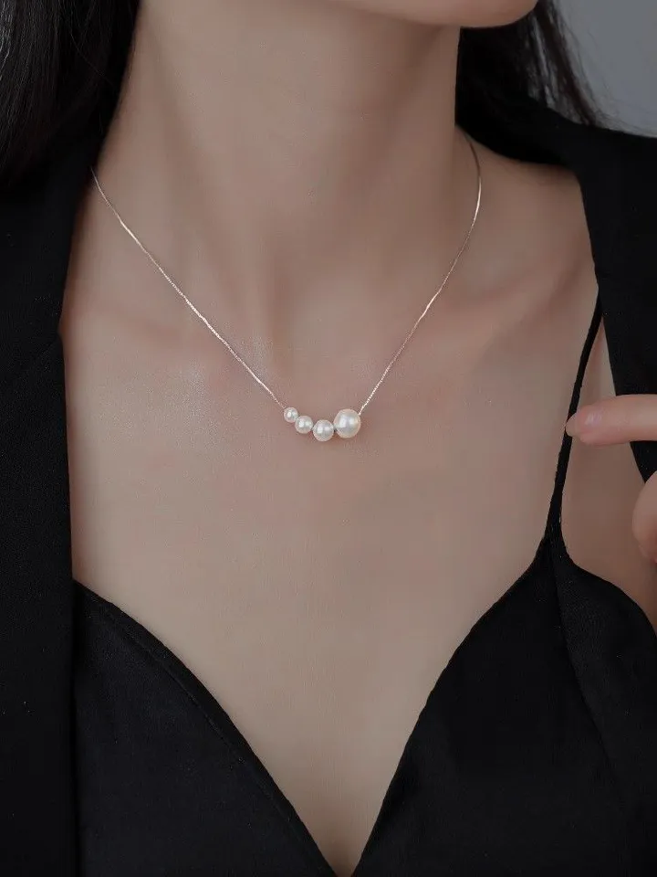 925 Pure Silver Swarovski Pearl Necklace 2025 New Popular Style for Women, High-end Design, Niche Collarbone Chain