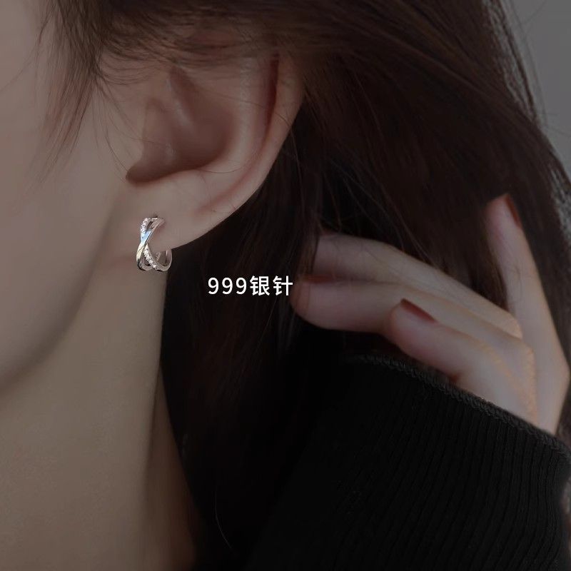 925 Silver Needle Double-Layer Hoop Earrings for Women, Niche, Elegant, High-End, Plain Hoop Earrings, 2025 New Style, Bestseller