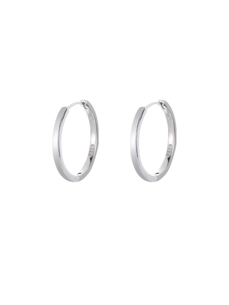 925 Silver Needle Hoop Earrings for Women, 2025 New Style, Popular Plain Hoop Studs, Niche and High-end Fashion Earrings