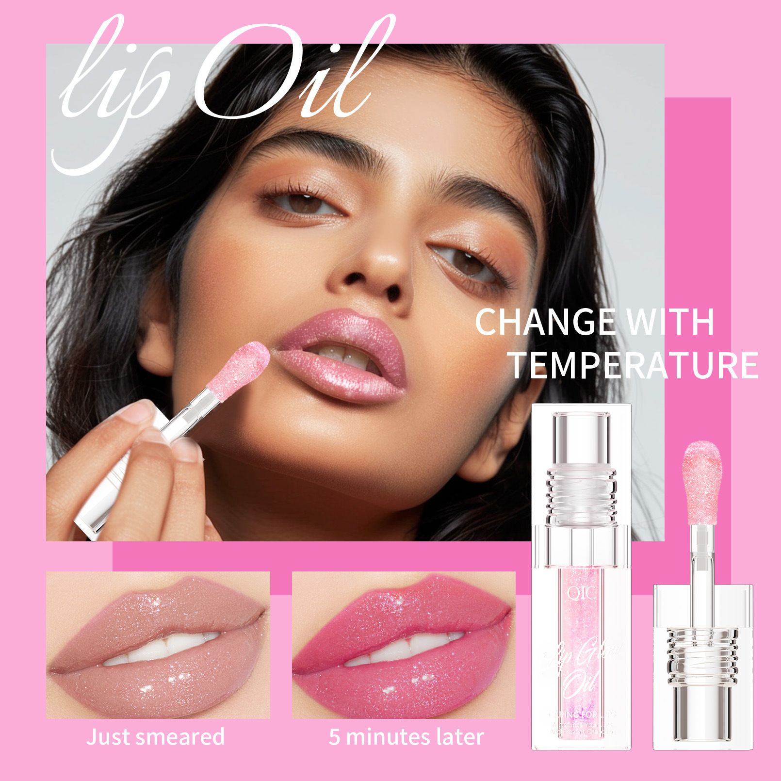 QIC hot color-changing lip oil Lip Oil Lip Oil Moisturizing Lip Pouting Lip Lip Gloss Lip Gloss Lip Gloss Lip Gloss