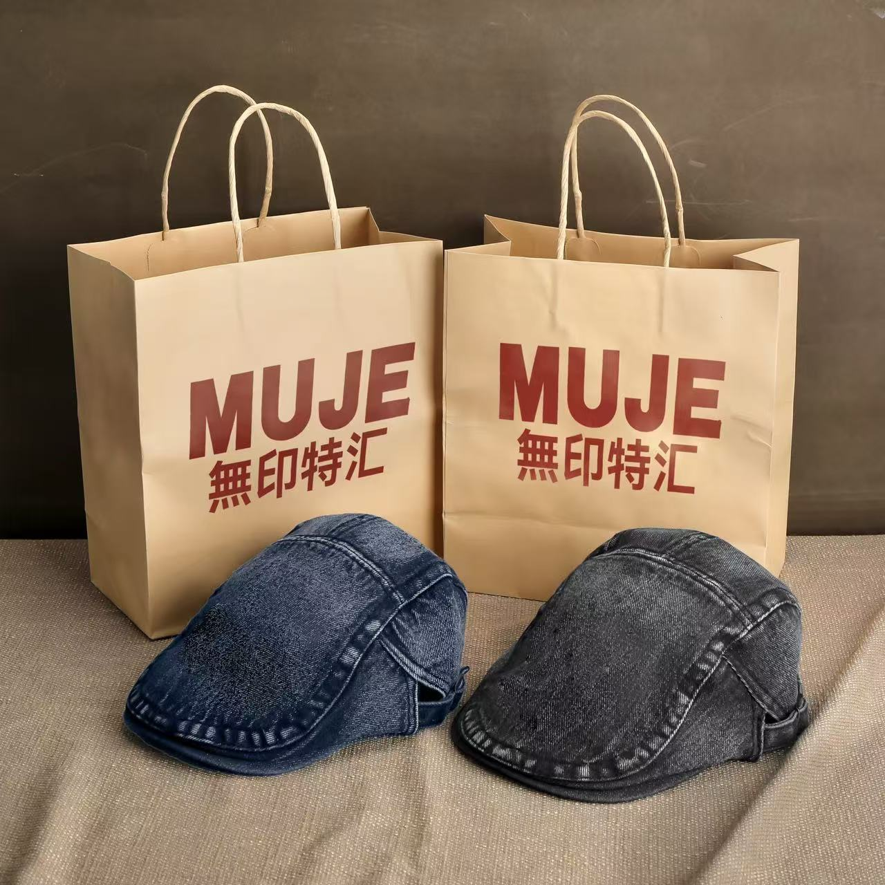 Unmarked denim front hat for women in spring and summer versatile backward wearing duck tongue beret big head hat male painter hat
