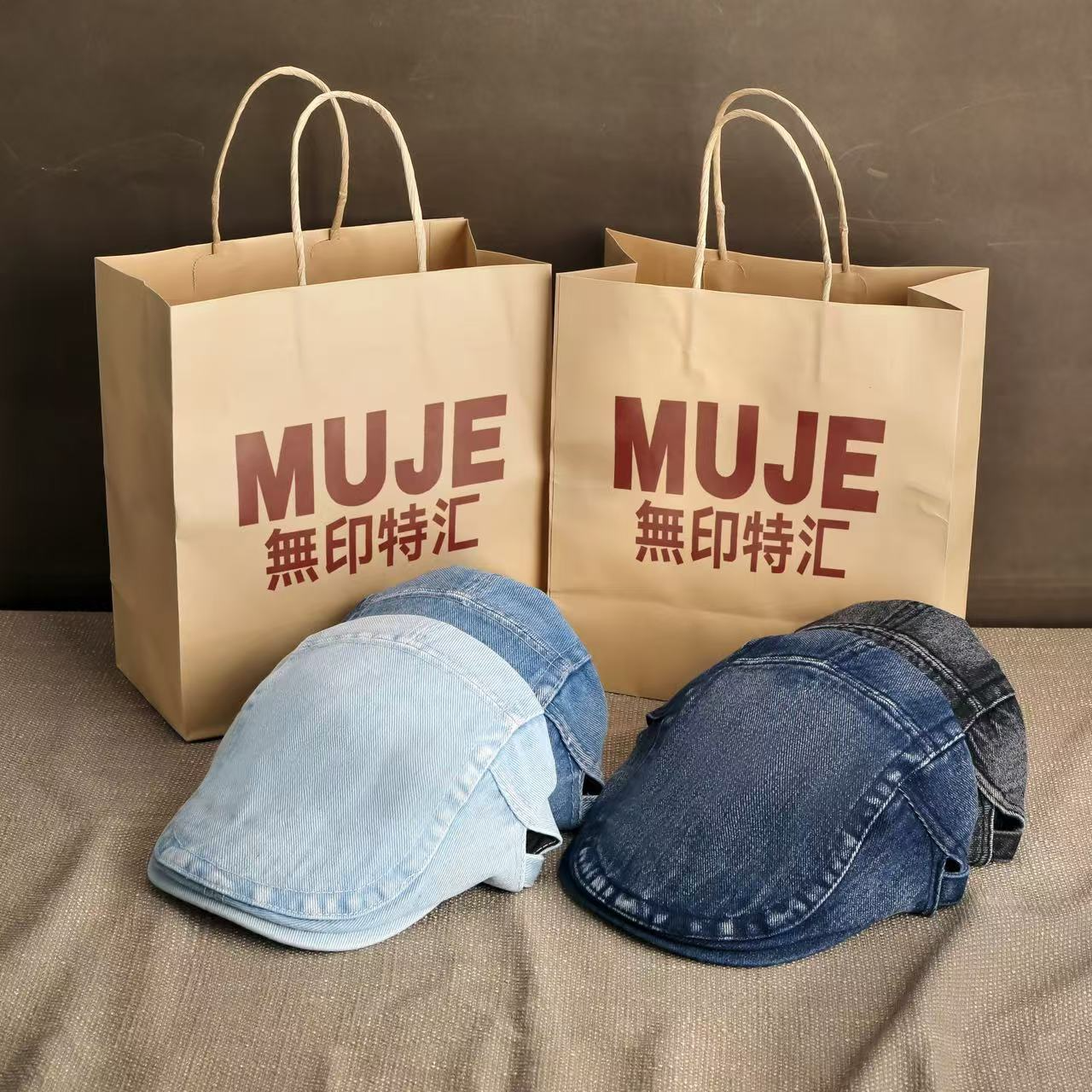 Unmarked denim front hat for women in spring and summer versatile backward wearing duck tongue beret big head hat male painter hat