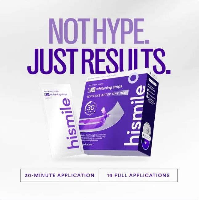 Hismile V34 Teeth Whitening Strips Purple Tooth Whitening Tooth Stain Treatment Combining Whitening and Colour Correction