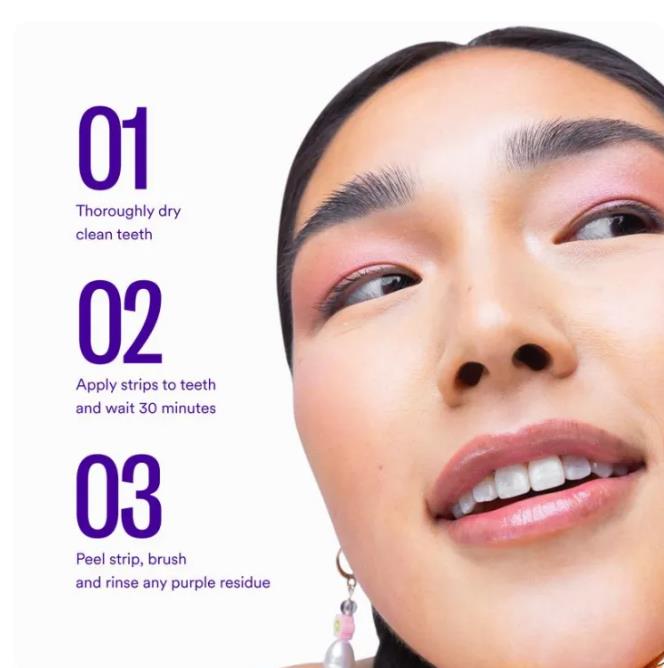 Hismile V34 Teeth Whitening Strips Purple Tooth Whitening Tooth Stain Treatment Combining Whitening and Colour Correction