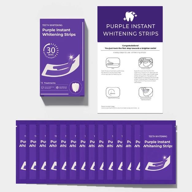 Hismile V34 Teeth Whitening Strips Purple Tooth Whitening Tooth Stain Treatment Combining Whitening and Colour Correction