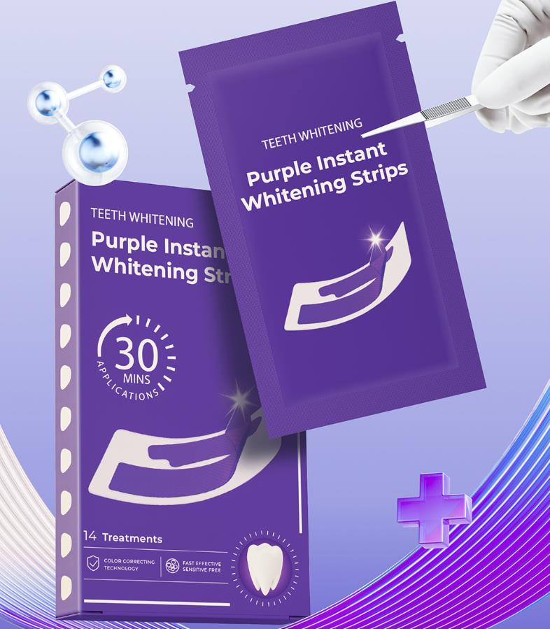 Hismile V34 Teeth Whitening Strips Purple Tooth Whitening Tooth Stain Treatment Combining Whitening and Colour Correction