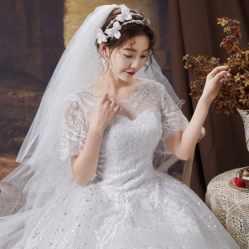 Waisted fishtail wedding dress, small tail wedding dress, fishtail wedding dress, simple slimming plus size wedding dress