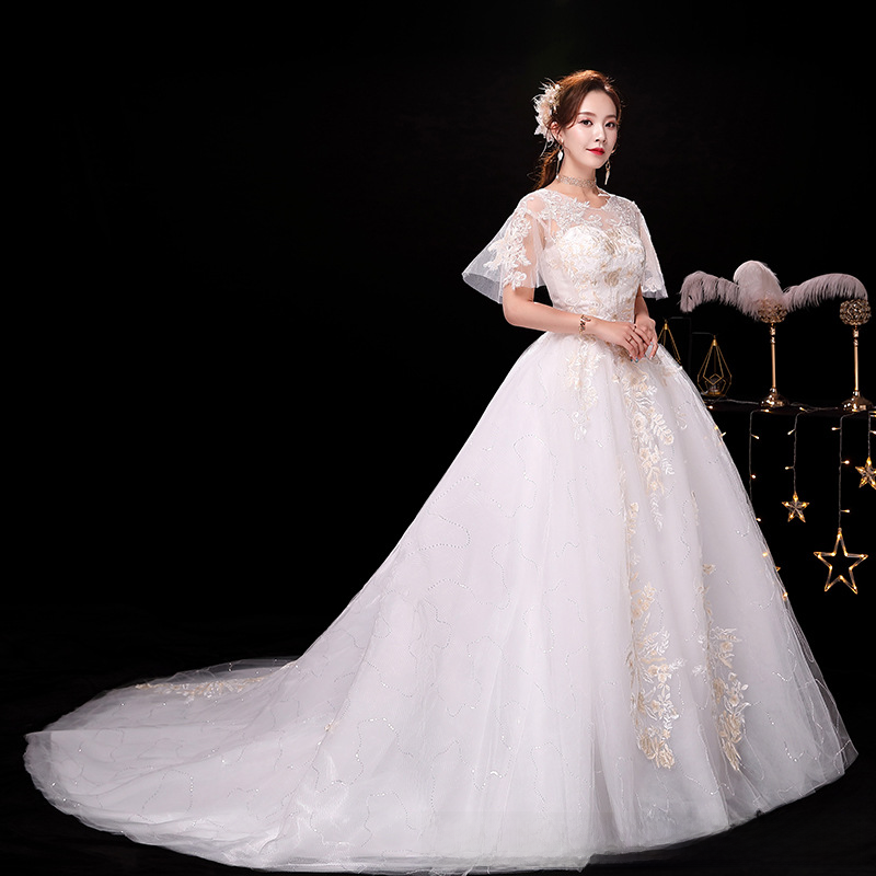 Wedding Dress 2025 New Bride Wedding Dress One Shoulder Wedding Dress Trailing Slim Slim Forest Princess Fantasy