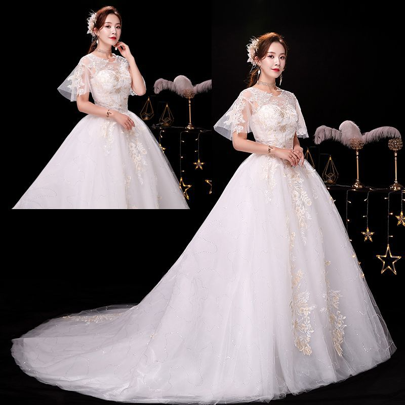 Wedding Dress 2025 New Bride Wedding Dress One Shoulder Wedding Dress Trailing Slim Slim Forest Princess Fantasy