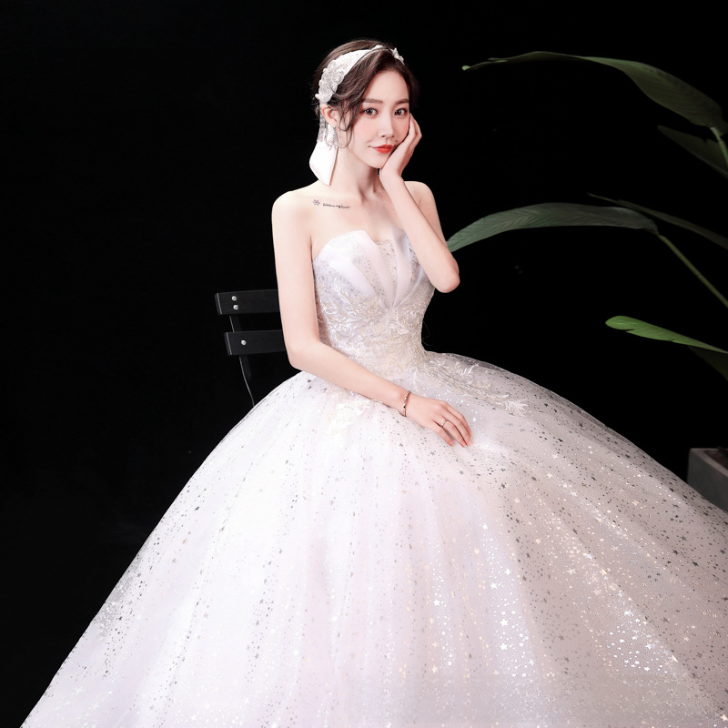 Wedding Dress 2025 New Bride Wedding Dress One Shoulder Wedding Dress Trailing Slim Slim Forest Princess Fantasy