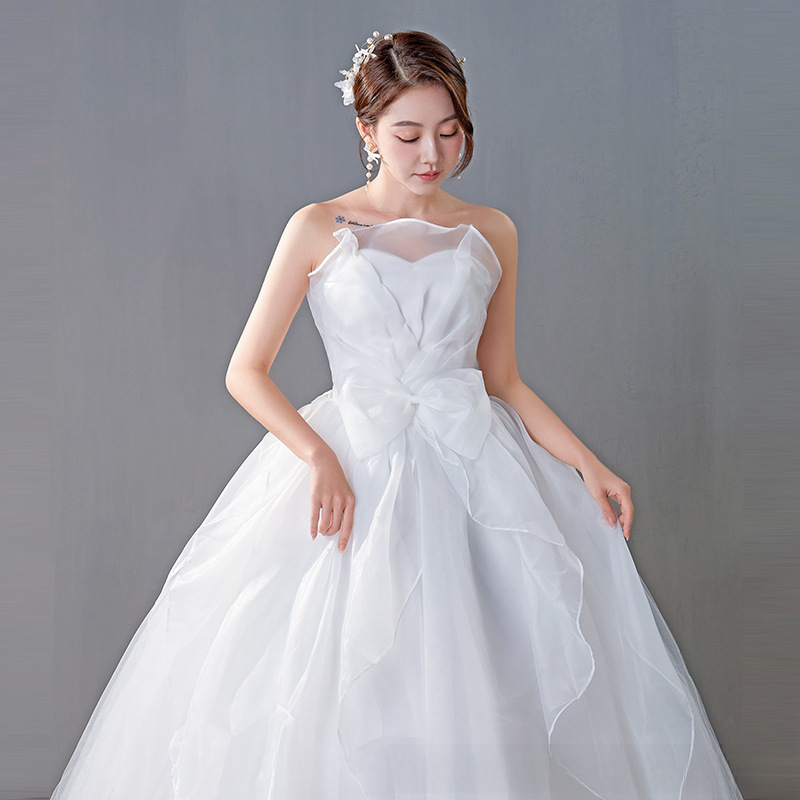 Wedding Dress 2025 New Bride Wedding Dress One Shoulder Wedding Dress Trailing Slim Slim Forest Princess Fantasy