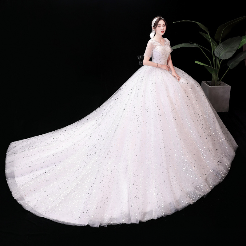 Wedding Dress 2025 New Bride Wedding Dress One Shoulder Wedding Dress Trailing Slim Slim Forest Princess Fantasy