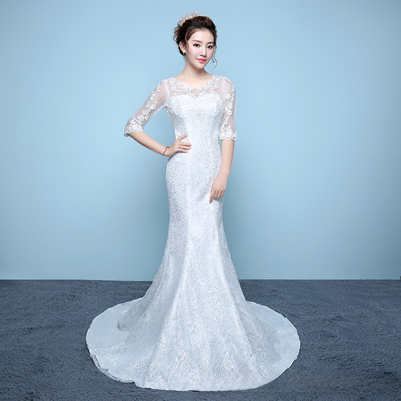 Wedding dress bride wedding wedding dress white slimming plus size all the way