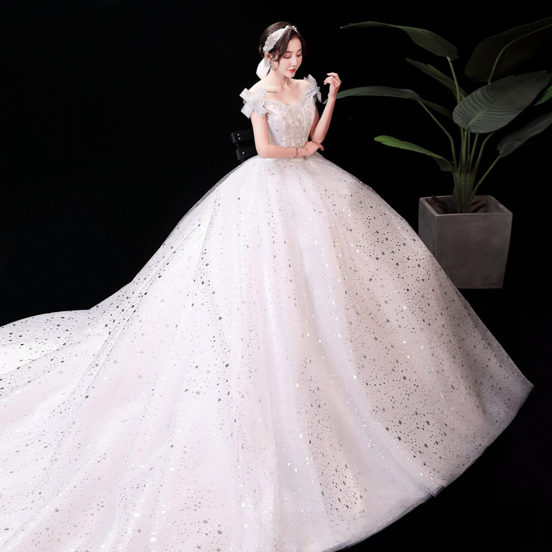 Wedding dress bride 2025 new style wedding wedding slimming large size slimming white