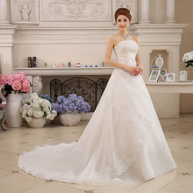 Long-sleeved wedding dress 2025 bride floor-length style new trailing tutu skirt one-shoulder Korean retro princess