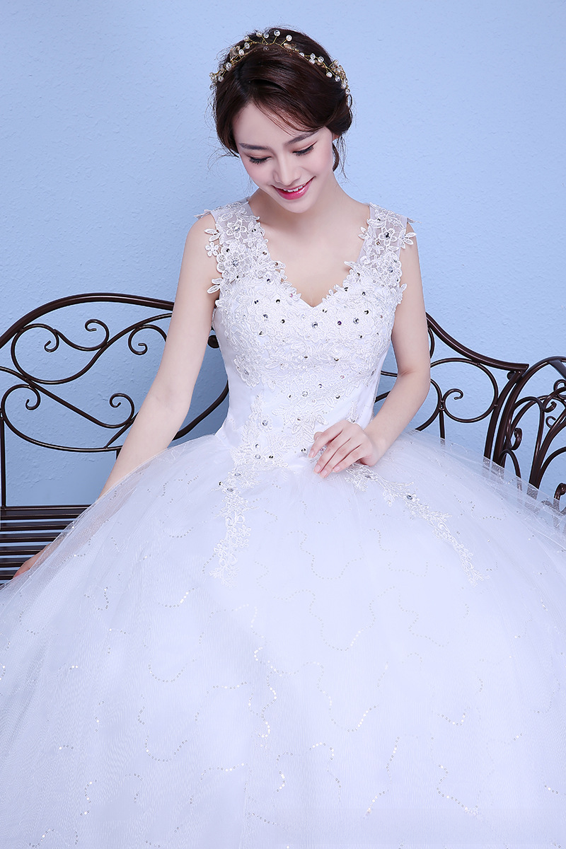 One shoulder wedding dress, bride's floor-length wedding dress, plus size Korean style maternity wedding dress