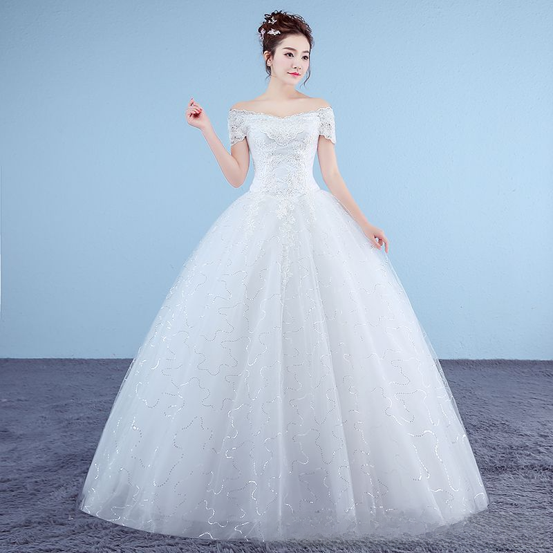 One shoulder wedding dress, bride's floor-length wedding dress, plus size Korean style maternity wedding dress