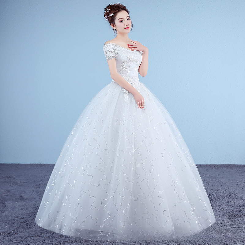 One shoulder wedding dress, bride's floor-length wedding dress, plus size Korean style maternity wedding dress
