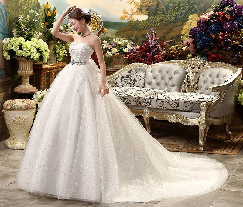 Pregnant women wedding dress bride 2025 new strap Korean style high waist large size long tail wedding dress with slim tail