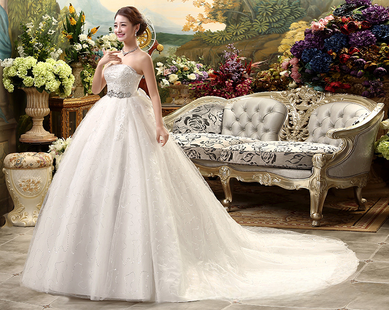 Pregnant women wedding dress bride 2025 new strap Korean style high waist large size long tail wedding dress with slim tail