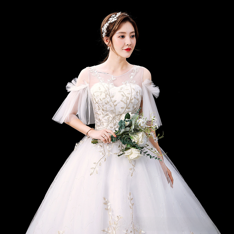 Pregnant women wedding dress bride 2025 new strap Korean style high waist large size long tail wedding dress with slim tail